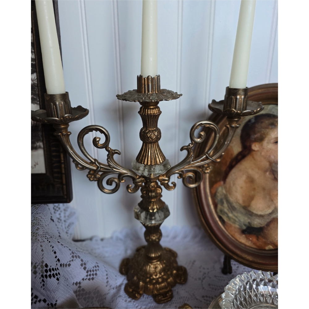 Vintage America Gold Candle Holder Elegant Accent - Picture 3 of 10